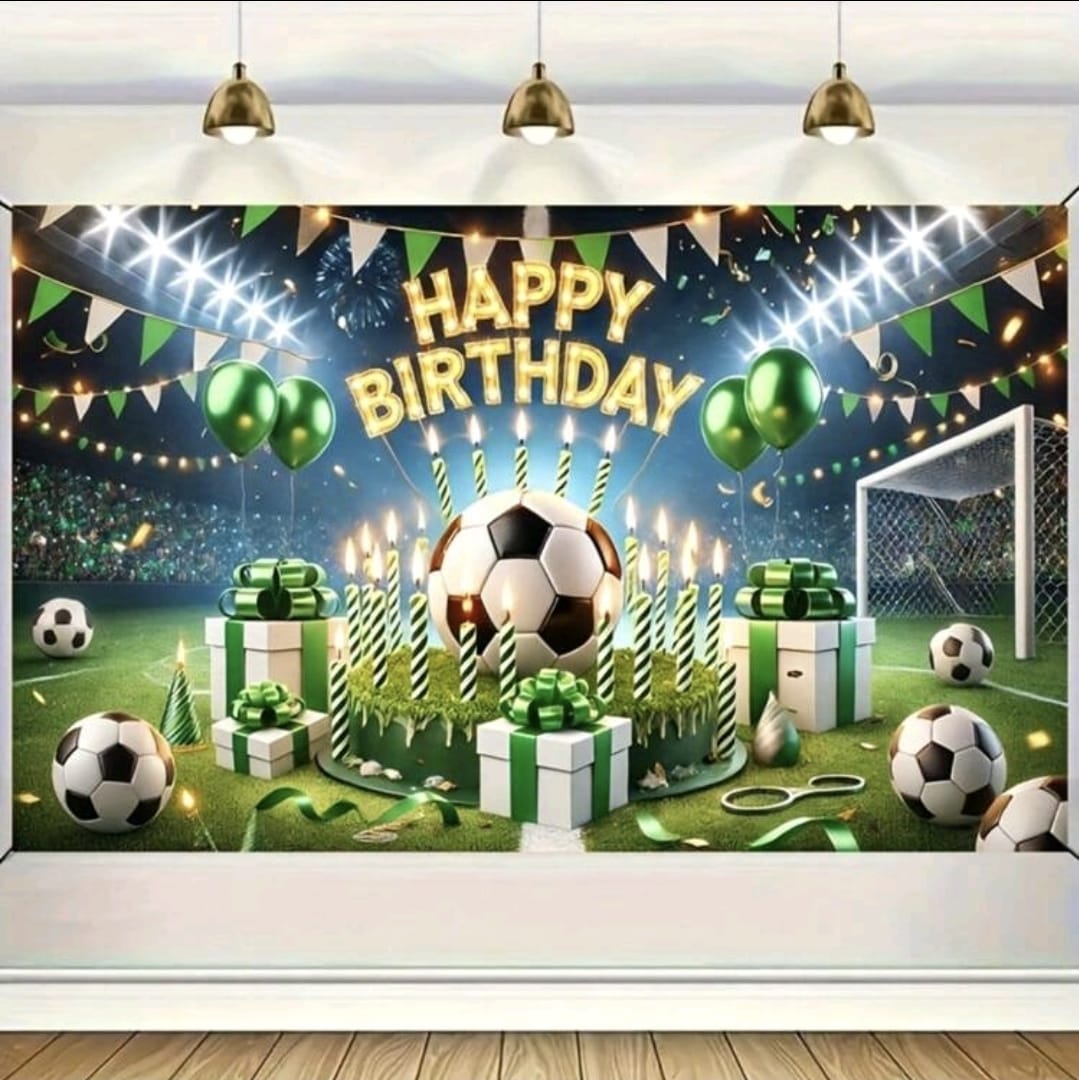 Birthday football backdrop poster 180x230cm