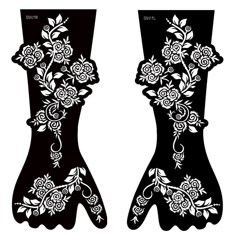 Premium Henna Stencil Sticker – Model S901 Floral Mandala Design for Hands