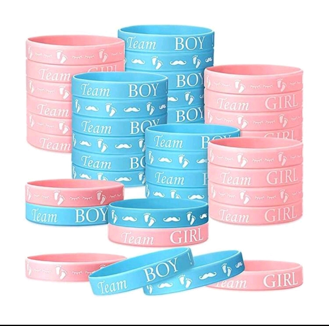 20 pcs gender reveal wrist band light blue and pink