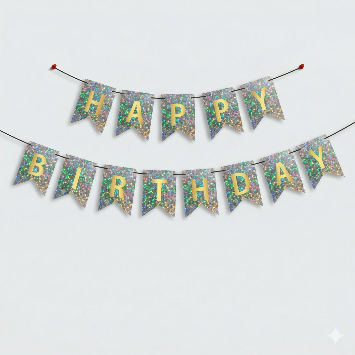 Silver happy birthday laser glitter
