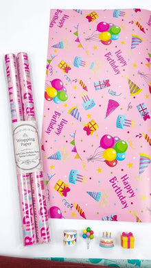 pink birthday Gift wrapping sheet - pack of 2