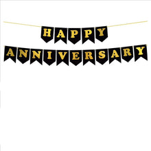 Happy anniversary paper black banner