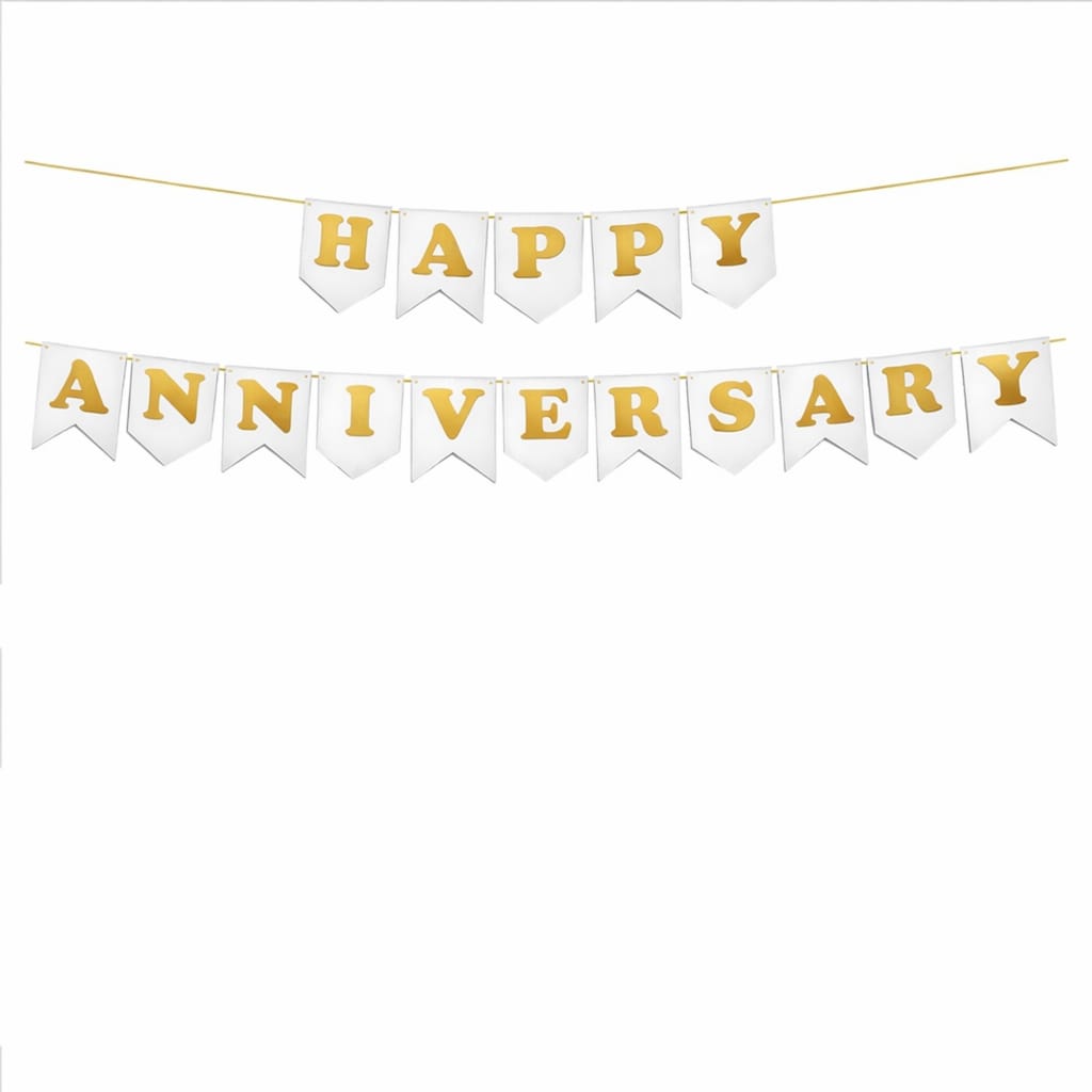 Happy anniversary paper white banner