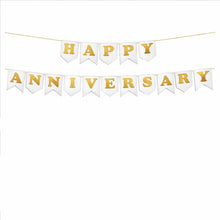 Happy anniversary paper white banner
