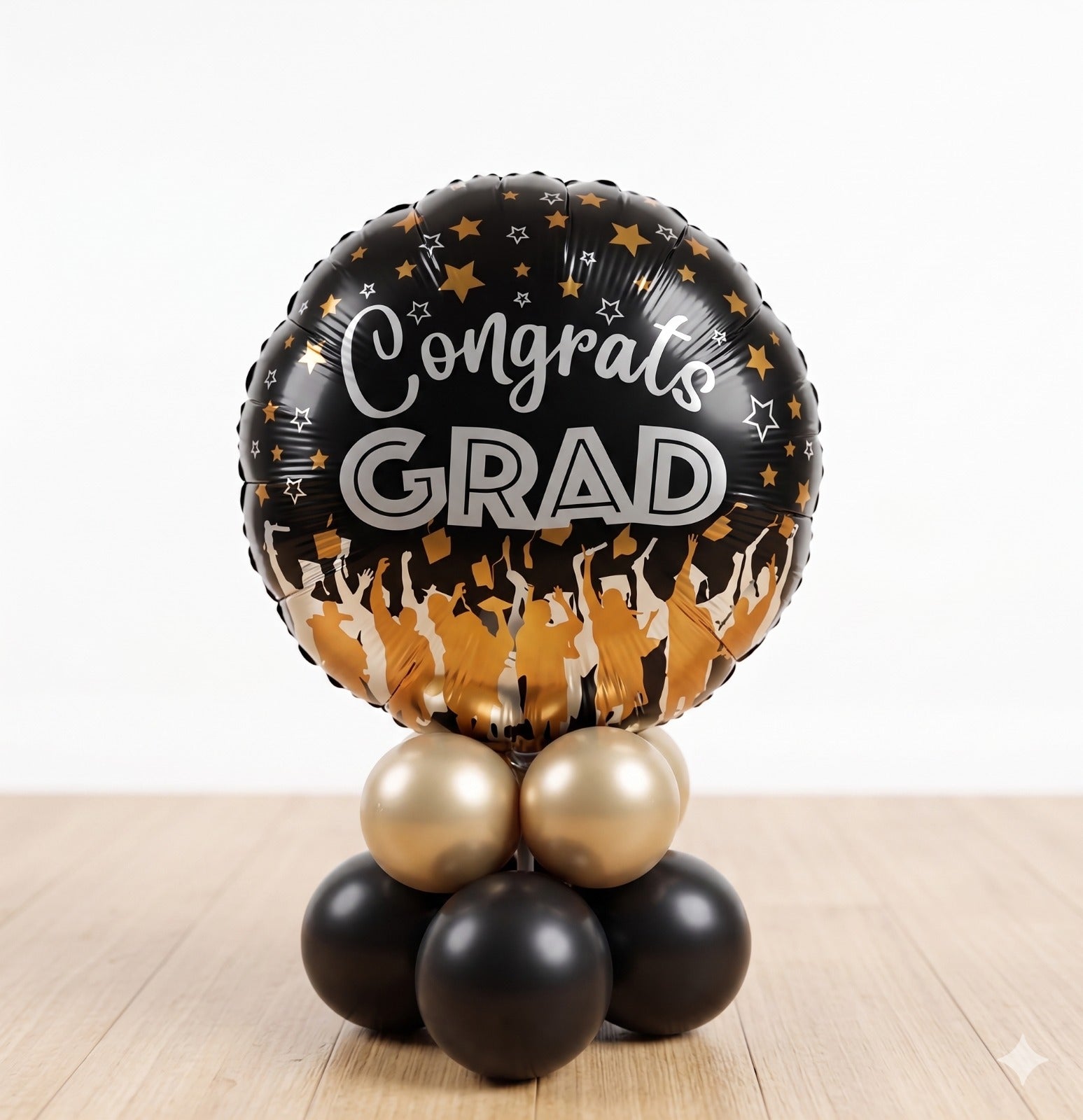 graduation round foil balloon centerpiece - air filled