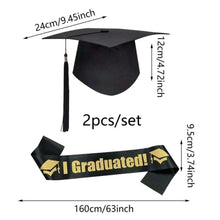2pcs/Set Graduation Cap And Sash Set, "I Graduated!" Shoulder Straps, Tassels Grad Cap