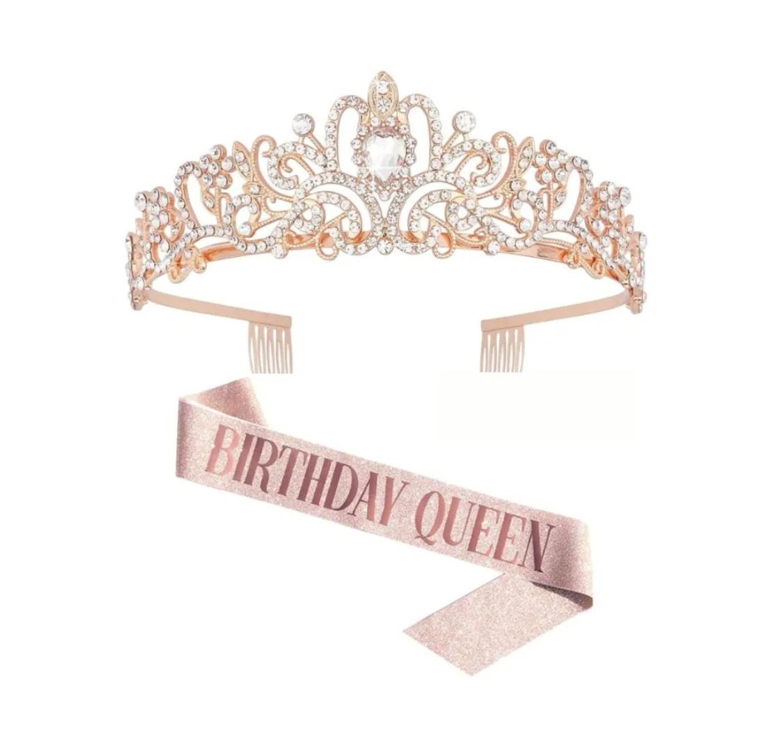 rosegold birthday queen sash and tiara