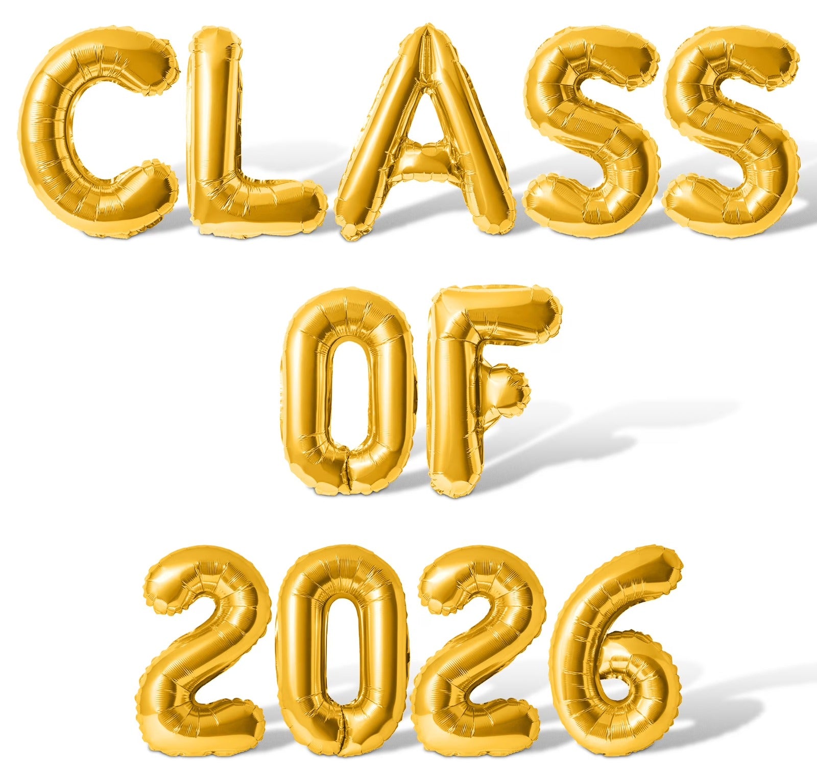 Class of 2026 foil text banner gold non inflated