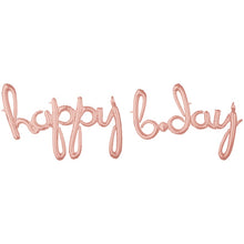 Happy birthday cursive air filled rose Gold
