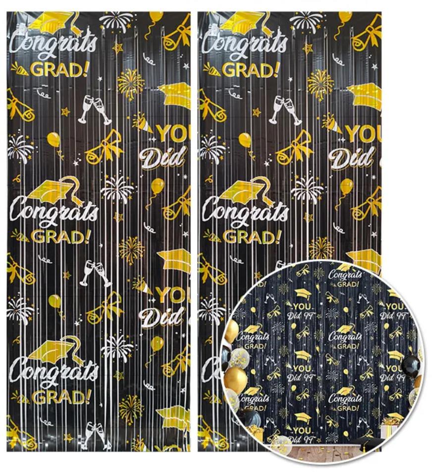 Congrats grad curtain foil pack of 2...   2mx2m