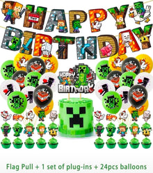 Minecraft balloon birthday decoration set