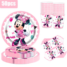 50pcs Disney Mickey Mouse Cartoon Character Party Tableware Set, plate cup set serves 10