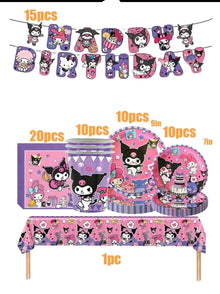 Kuromi Popular Party Decorative Tableware, plate cup set serves 10