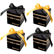 10pcs Elegant Black Paper Gift Boxes With Gold / black ribbon