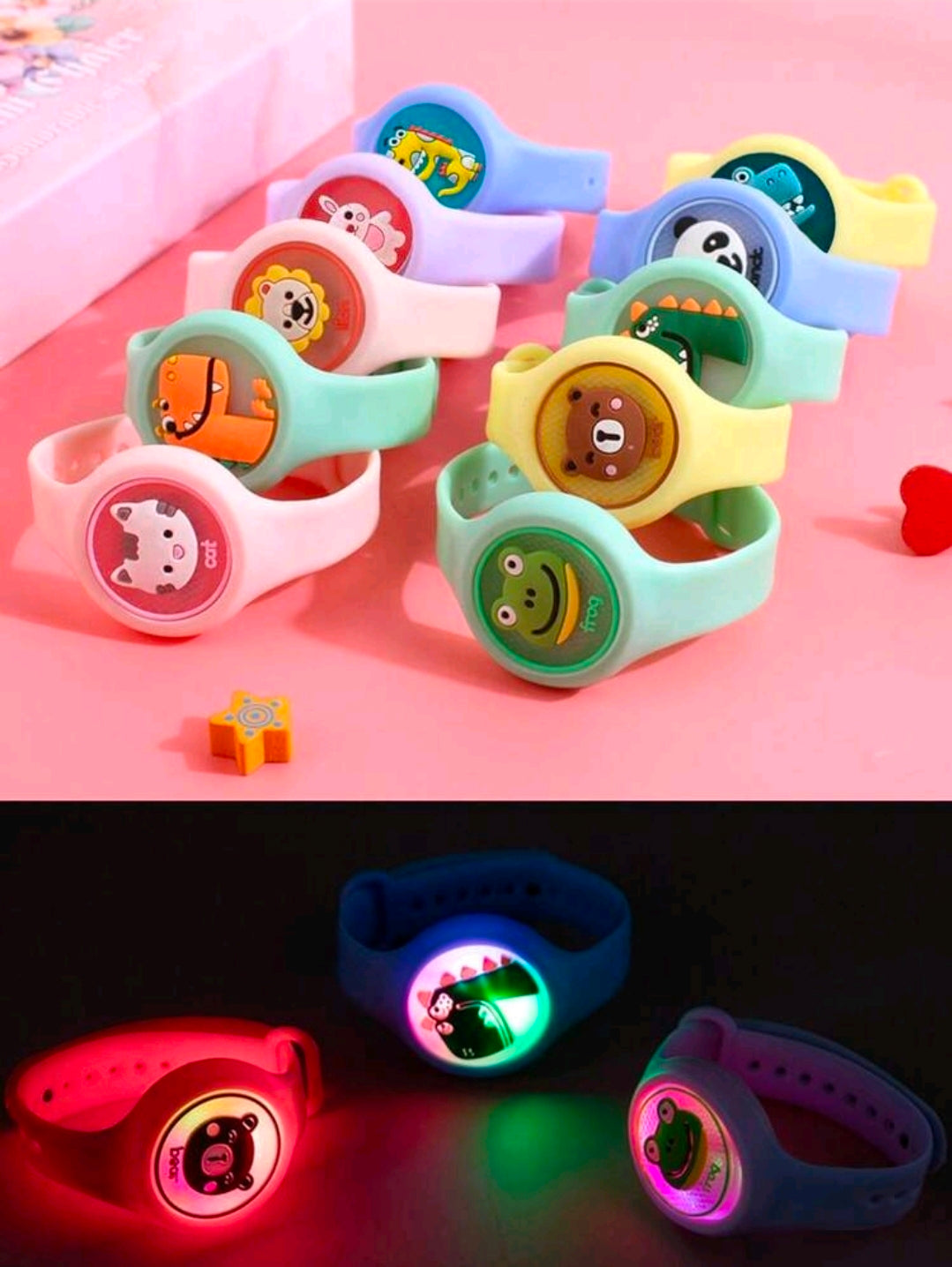 5 pcs Cartoon Pattern Flashing Wristband for kids gift
