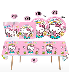 Hello kitty plate cup tableware set serves 10
