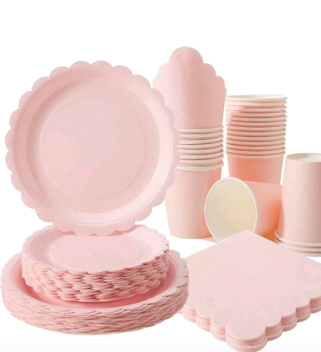 Light pink plate cup set tableware serves 25