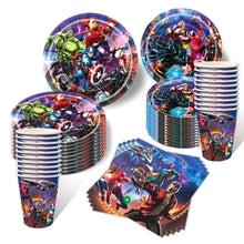 50pcs superhero  Avengers plate cup set Tableware serves 10