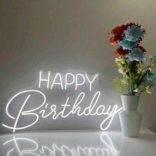 Happy birthday neon light cool white