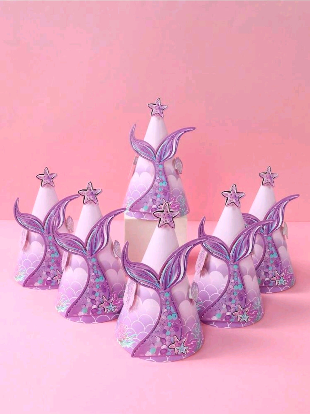 6pcs Mermaid Theme Birthday Hat