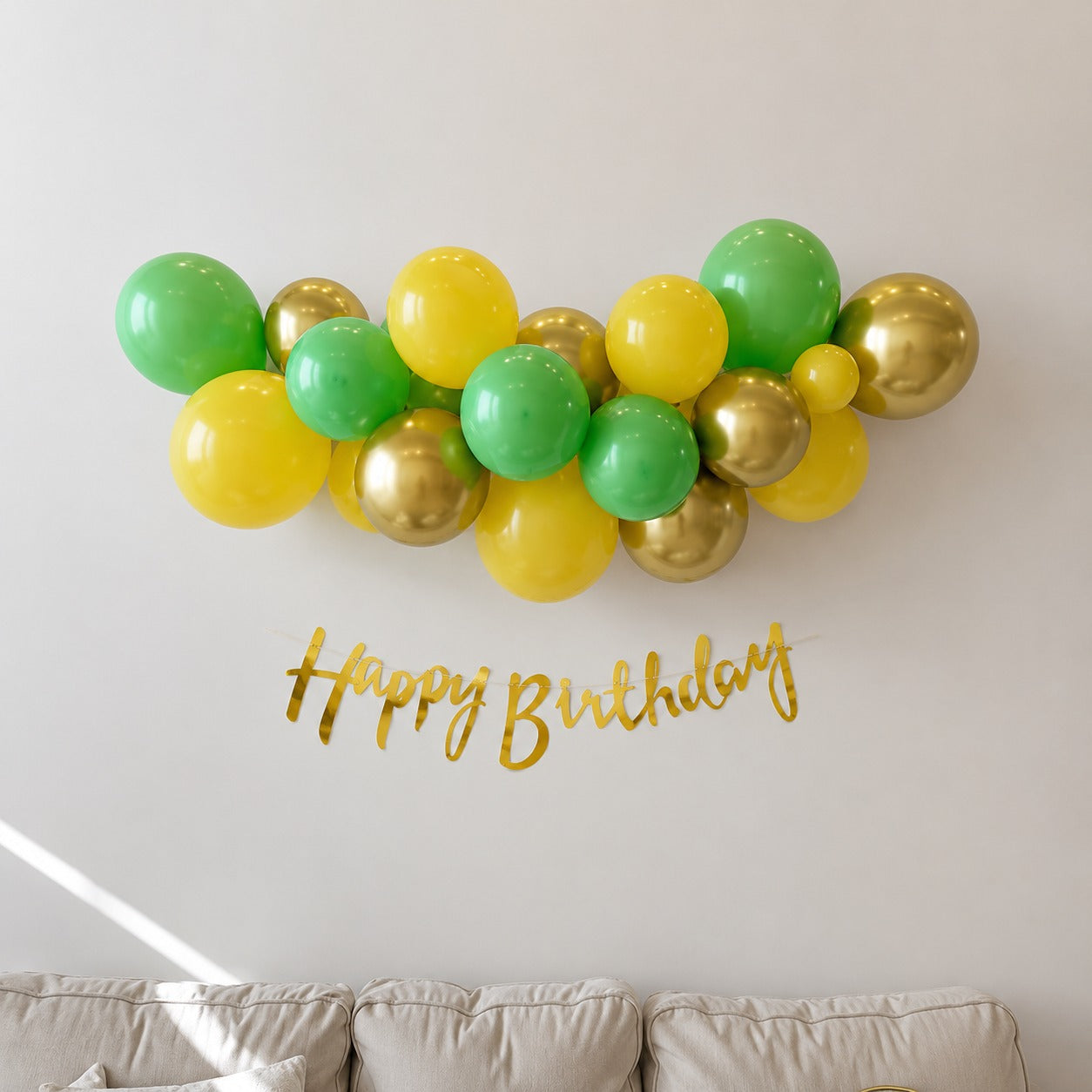 on the go balloon garland - yellow green