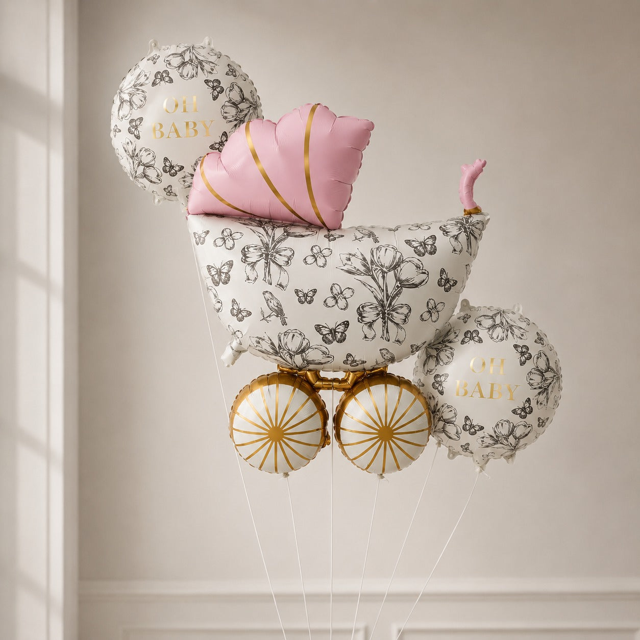 elegant Oh baby helium balloon  pink