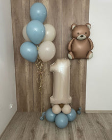 Balloon and teddy helium balloons with air filled number base