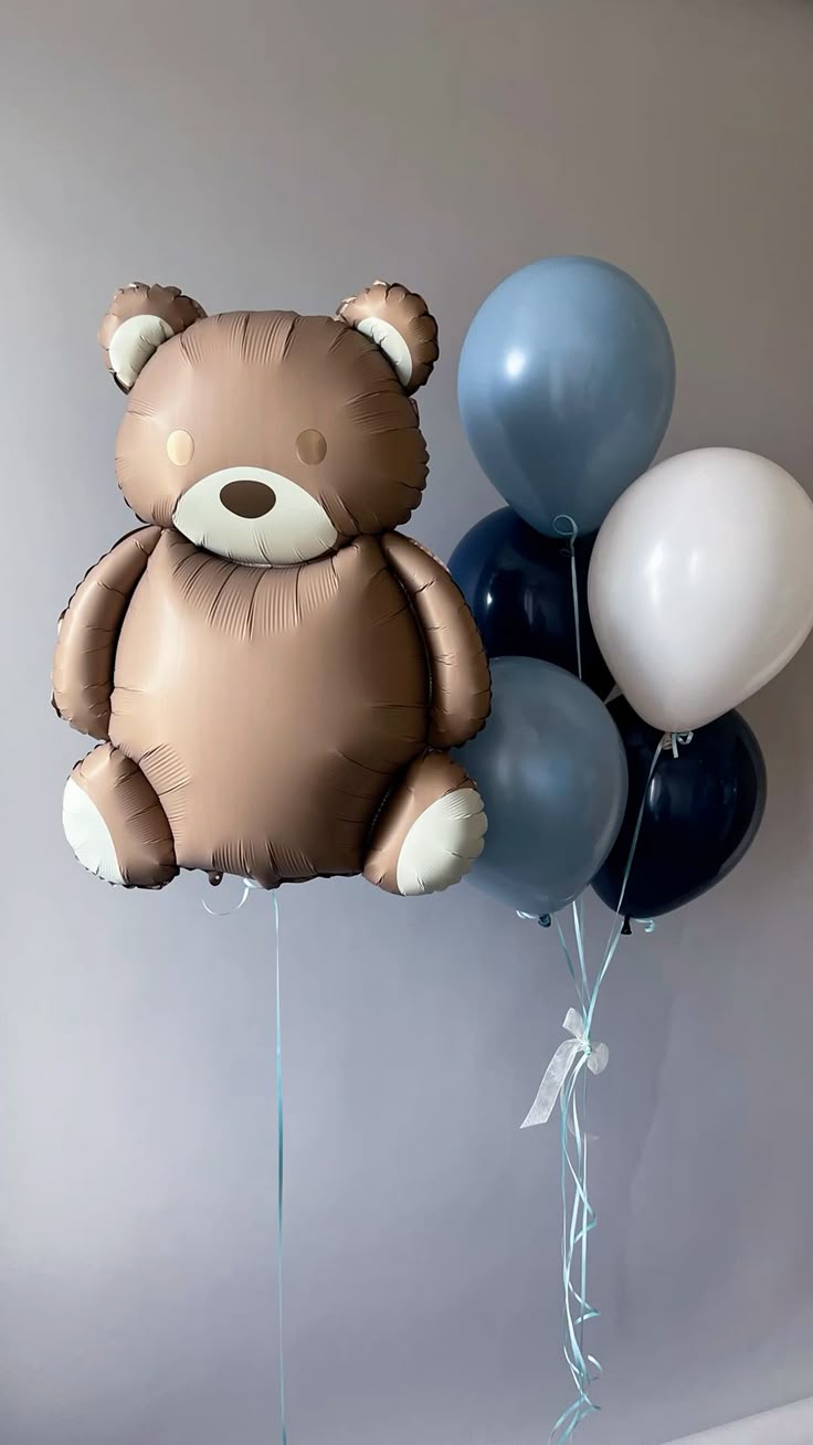 teddy blue helium balloon