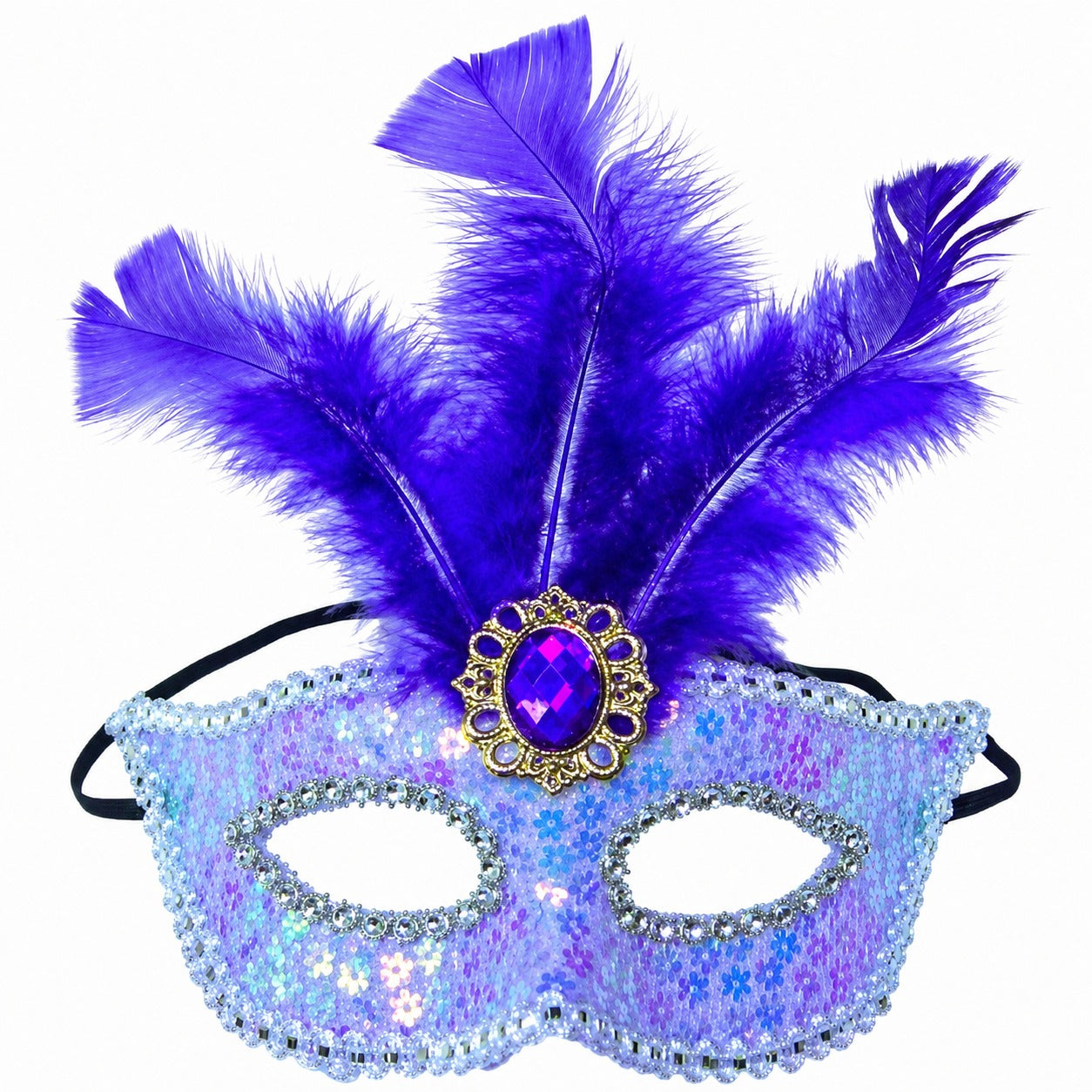 Luxury Purple Feather Venetian Masquerade Mask – Glitter Eye Mask for Carnival, Costume Party & Ball