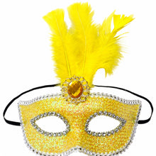 Luxury Yellow Feather Venetian Masquerade Mask – Glitter Eye Mask for Carnival, Costume Party & Ball