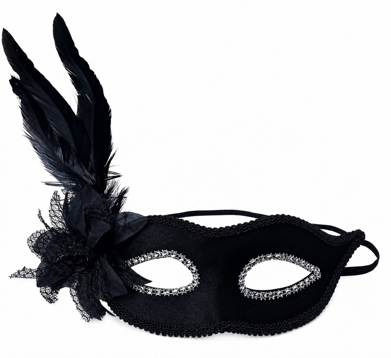 Luxury Black Feather Venetian Masquerade Mask – Glitter Eye Mask for Carnival, Costume Party & Ball