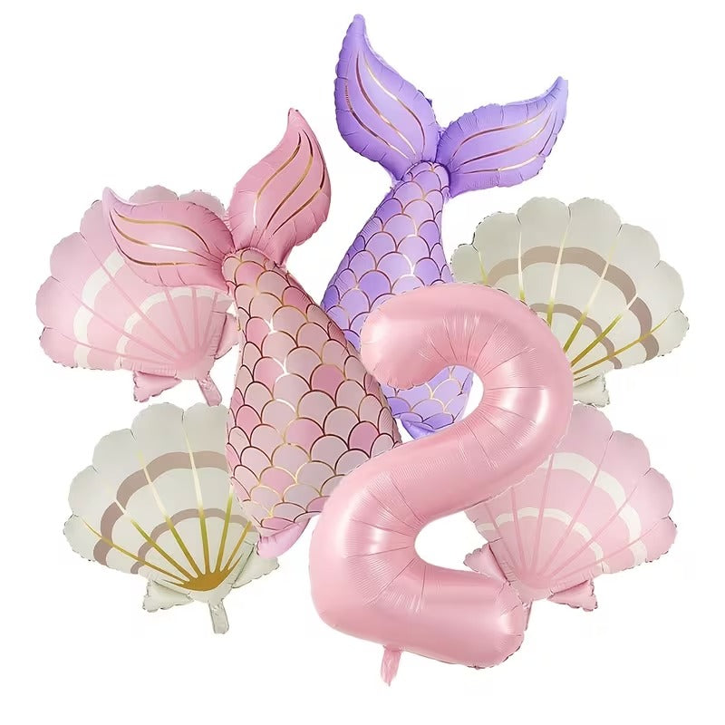 7pcs Matte Mermaid  Tail and Seashell with digit 7pcs