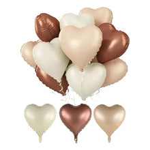 beige, sand white, brown heart helium balloons