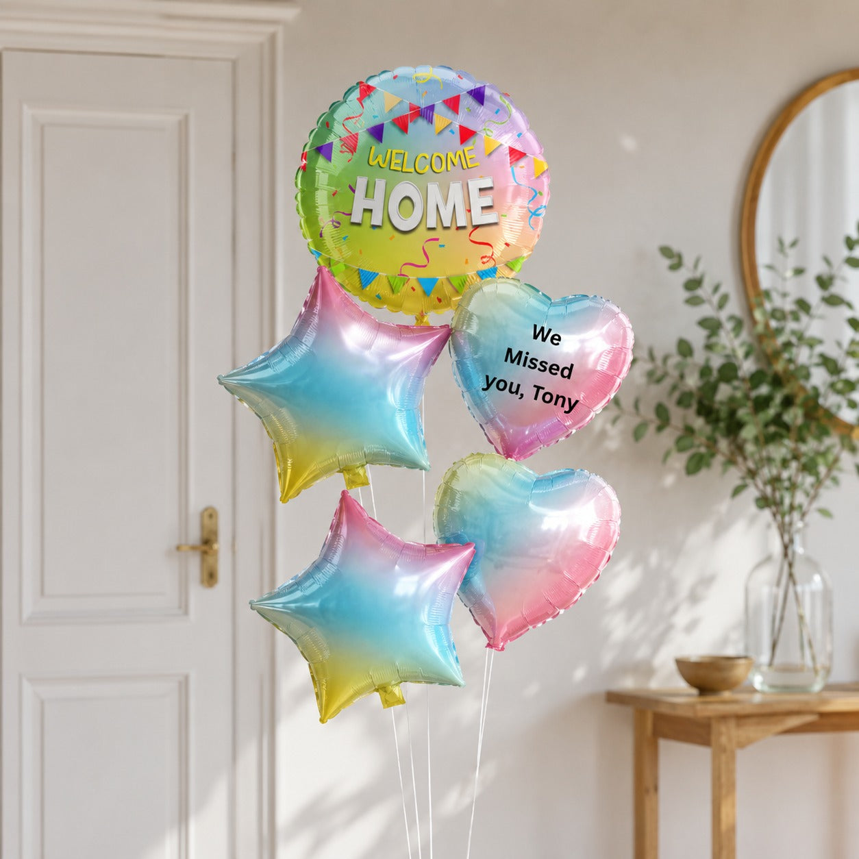 Welcome home personalized helium bunch
