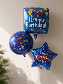 Blue Birthday Helium bunch