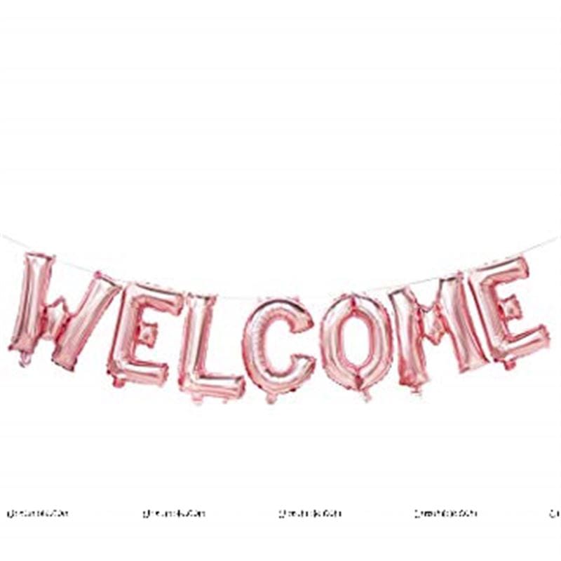 Welcome foil banner rose gold