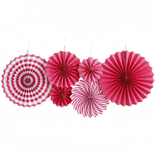 Dark Pink paper fan decoration -pack of 6