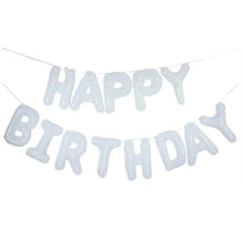 White Happy Birthday Foil Text Banner - Non Inflated