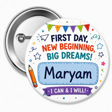 Personalized back to school badges 58mm 1pc