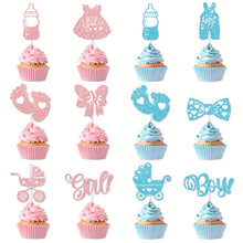 Gender reveal cupcake cake topper 12pcs