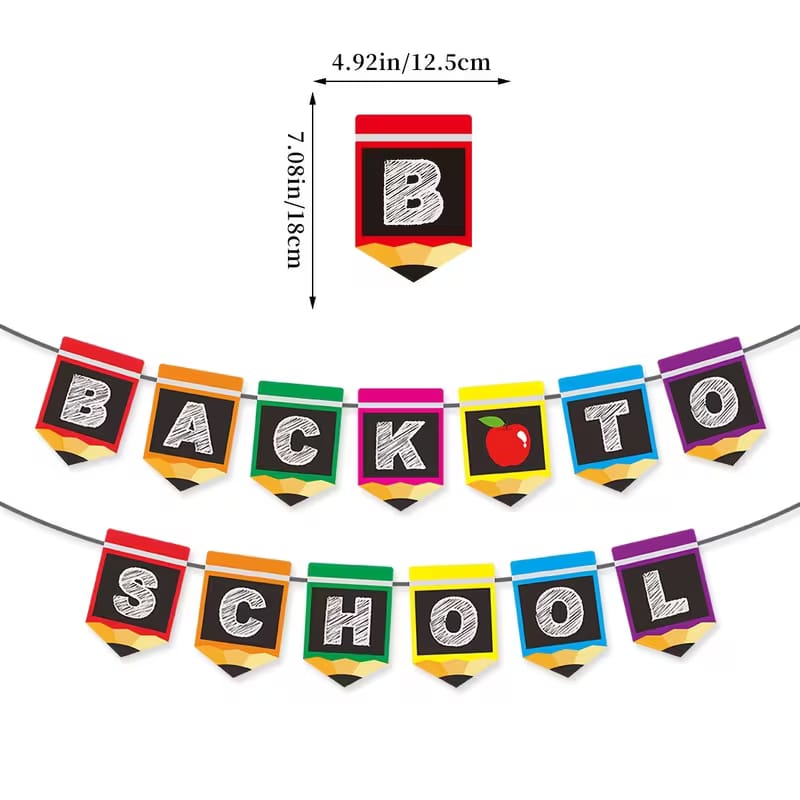 Back to school pencil shaped paper banner