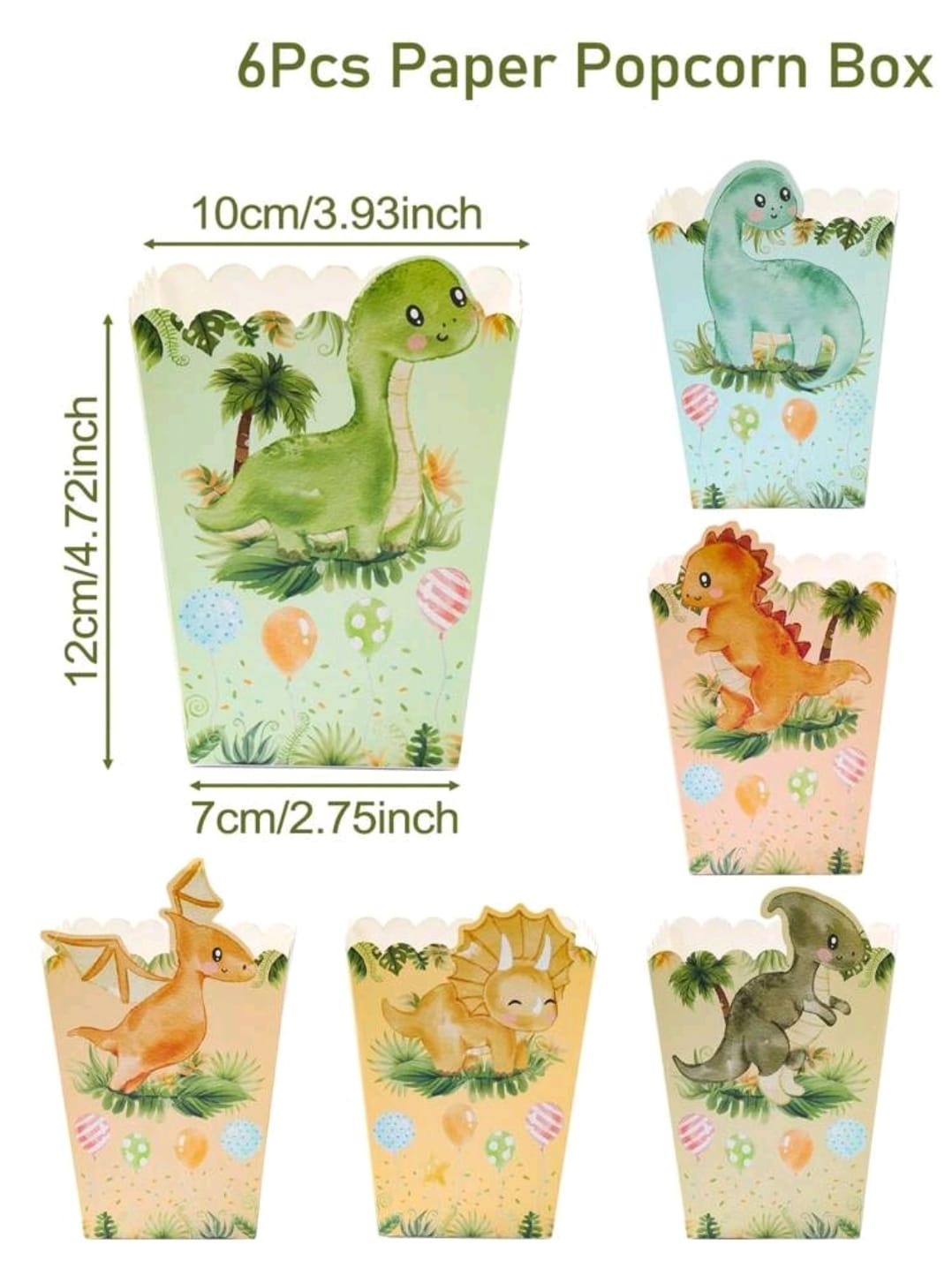 Dino pop corn box pack of 6