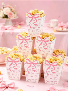10pcs pop corn box with bow design