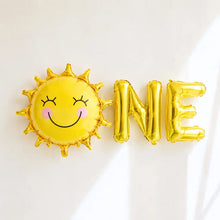 One first birthday sun foil text