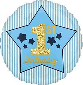 First birthday blue foil balloon
