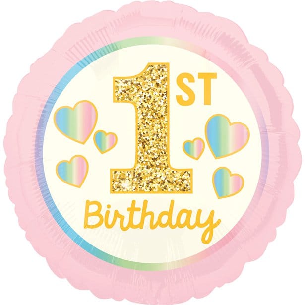 First birthday pink foil balloon