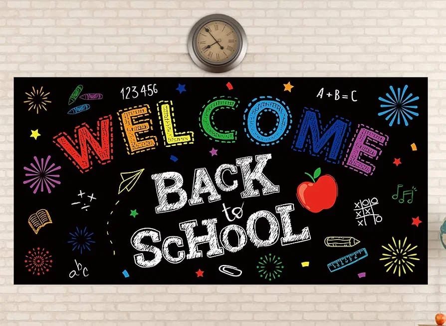 Welcome Back to school black board style poster 110x180cm
