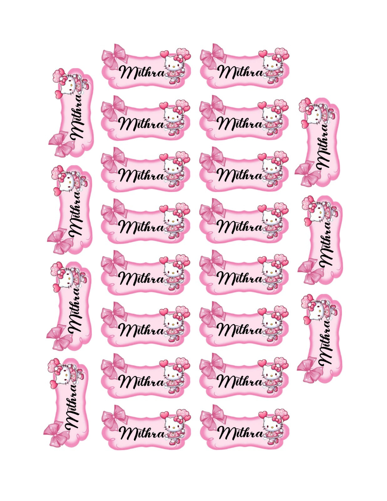 Personalized Kids School Name Labels - Hello Kitty theme