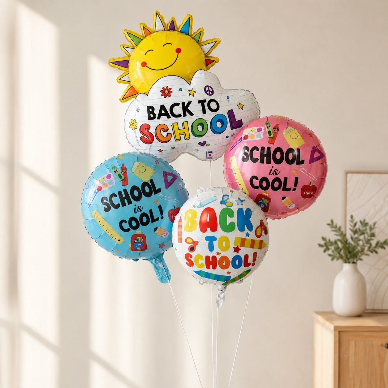 Sunshine back to school helium balloons