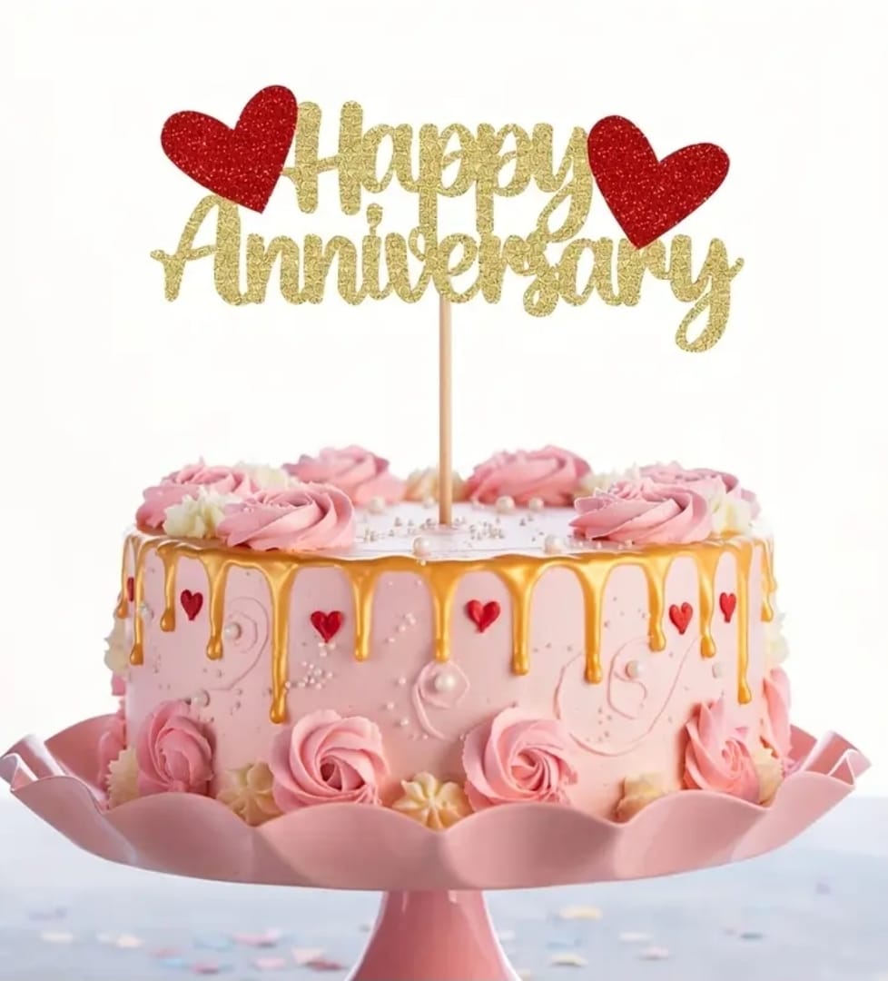 Happy anniversary cake topper 1pc